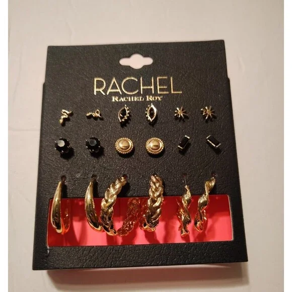 Rachel | Rachel Roy Earrings Studs Hoops Gold NEW - Picture 1 of 2